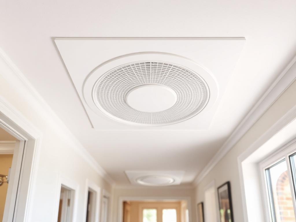 A positive input ventilation unit fitted to a hallway ceiling to control condensation